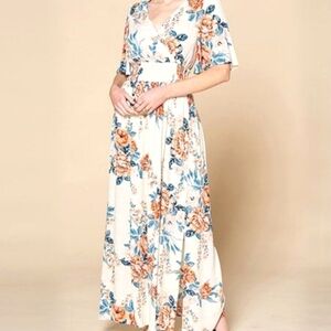 Love Kuza Floral V-Neck Maxi Dress S